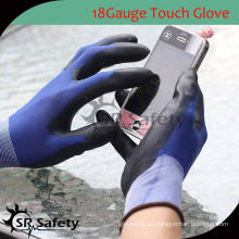 SRSAFETY guantes de poliéster de nylon pu de calibre 18 / guantes de teléfono celular